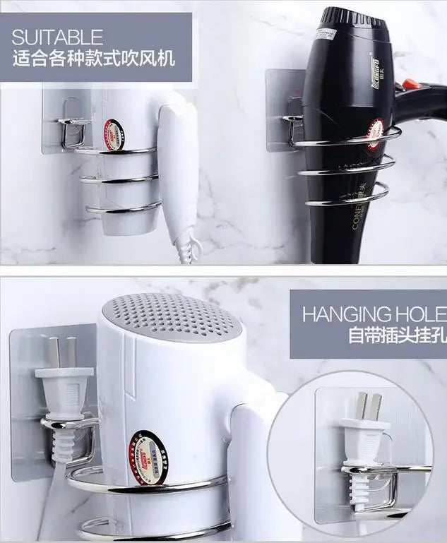 Hair Dryer Holder Blower Organizer Adhesive Wall Mounted