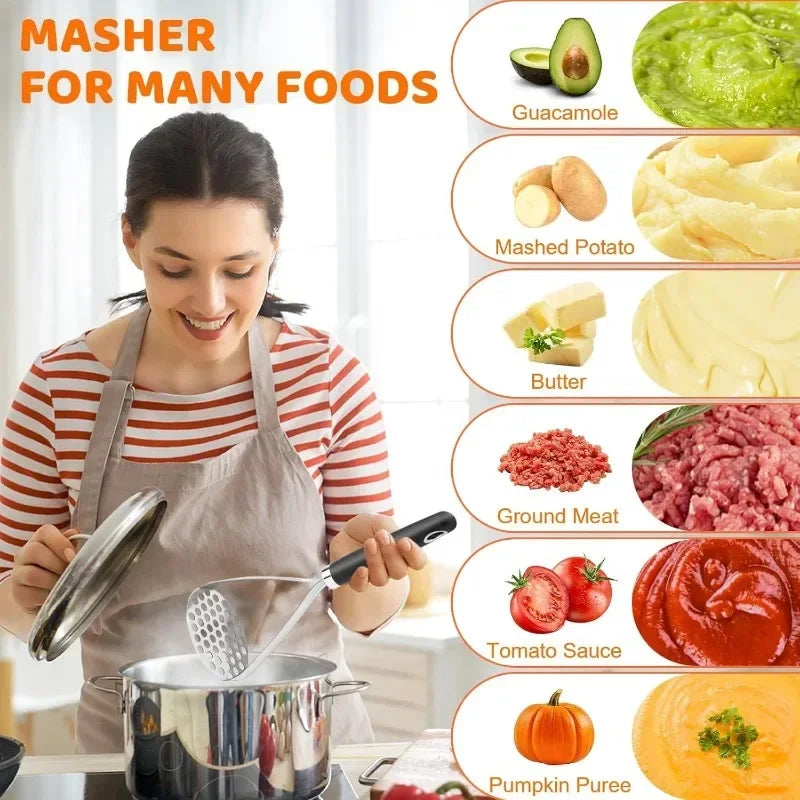 Potato Masher 2 Piece Set, Stainless Steel Potato Masher