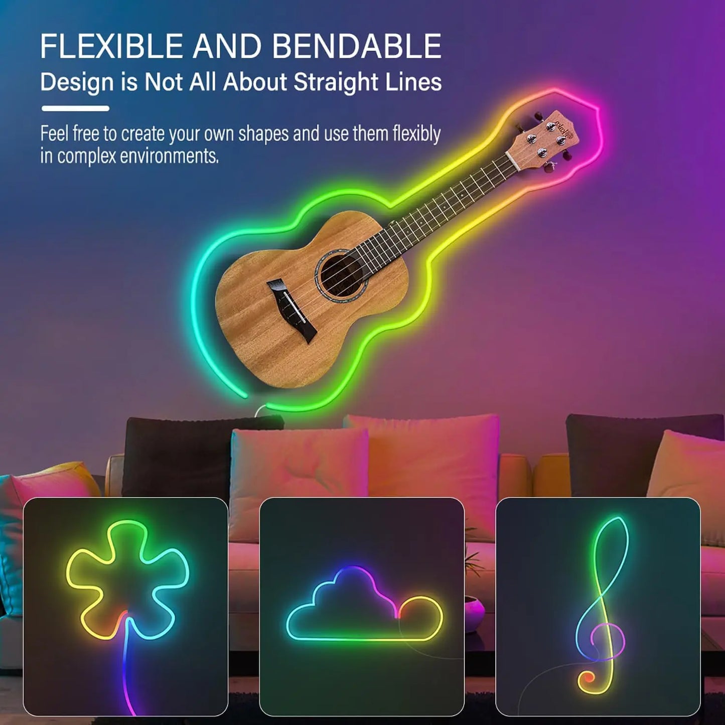 Neon WIFI Led Strip Lights Outdoor Waterproof with Music Sync