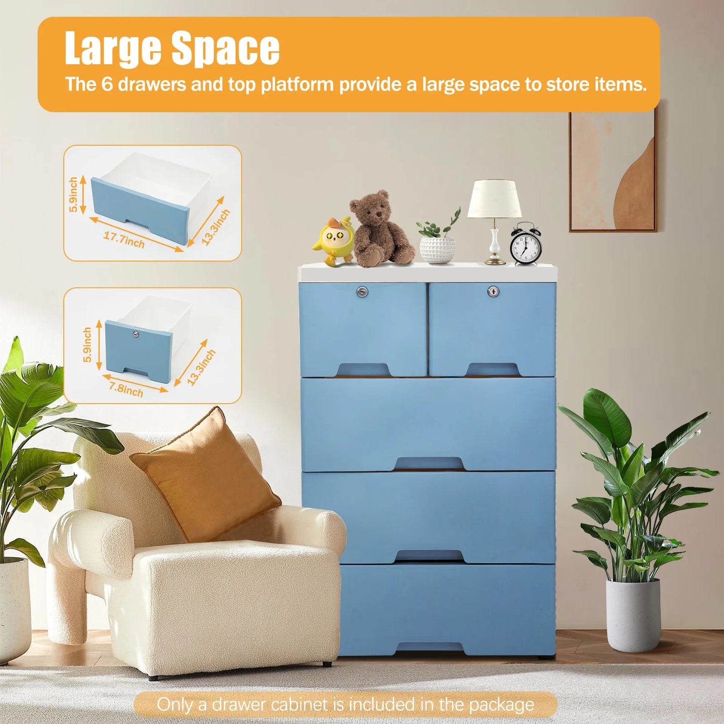 Plastic Clothing Storage with 6 Drawers