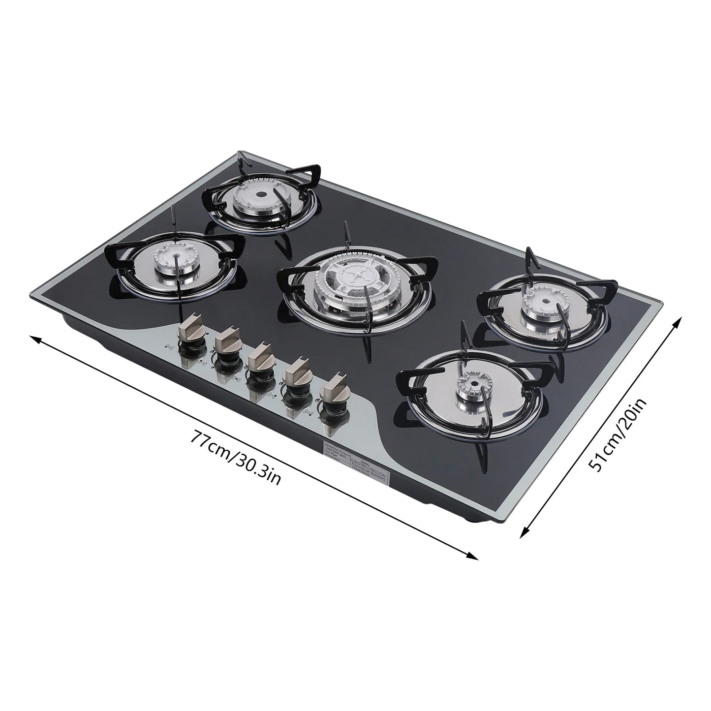 30" Kitchen Gas Cooktop Stainless Steel 5-Burners