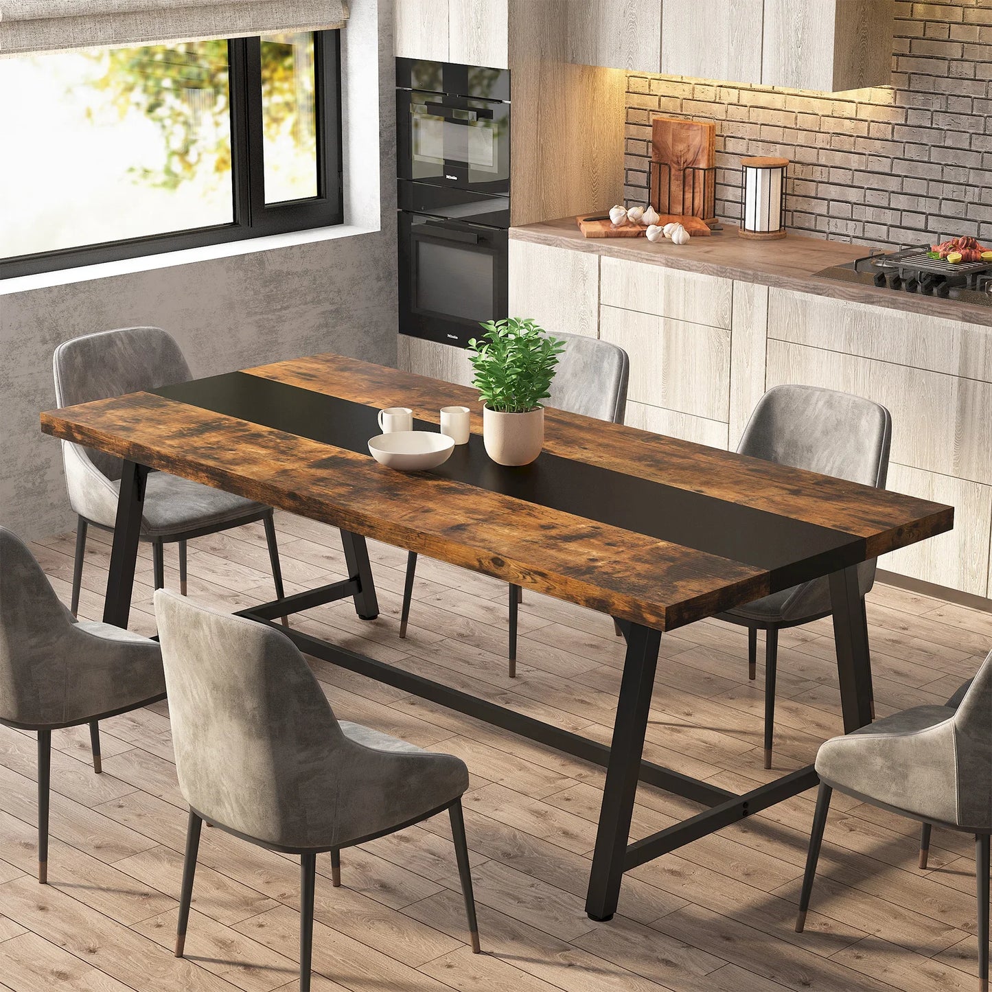 Table for 8, Rectangular Wood Kitchen Table