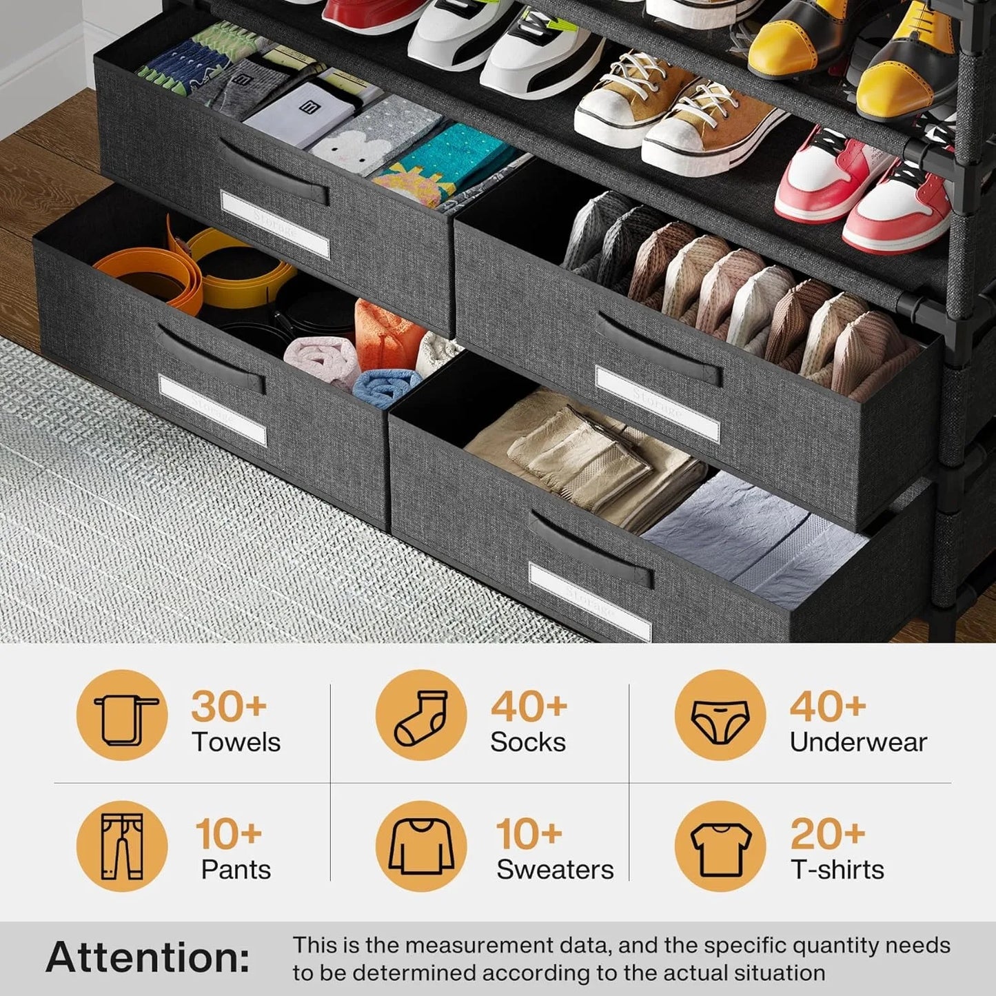 Bookshelf with 4 Bins Drawers for Closet Entryway, Vertical Shoe Racks