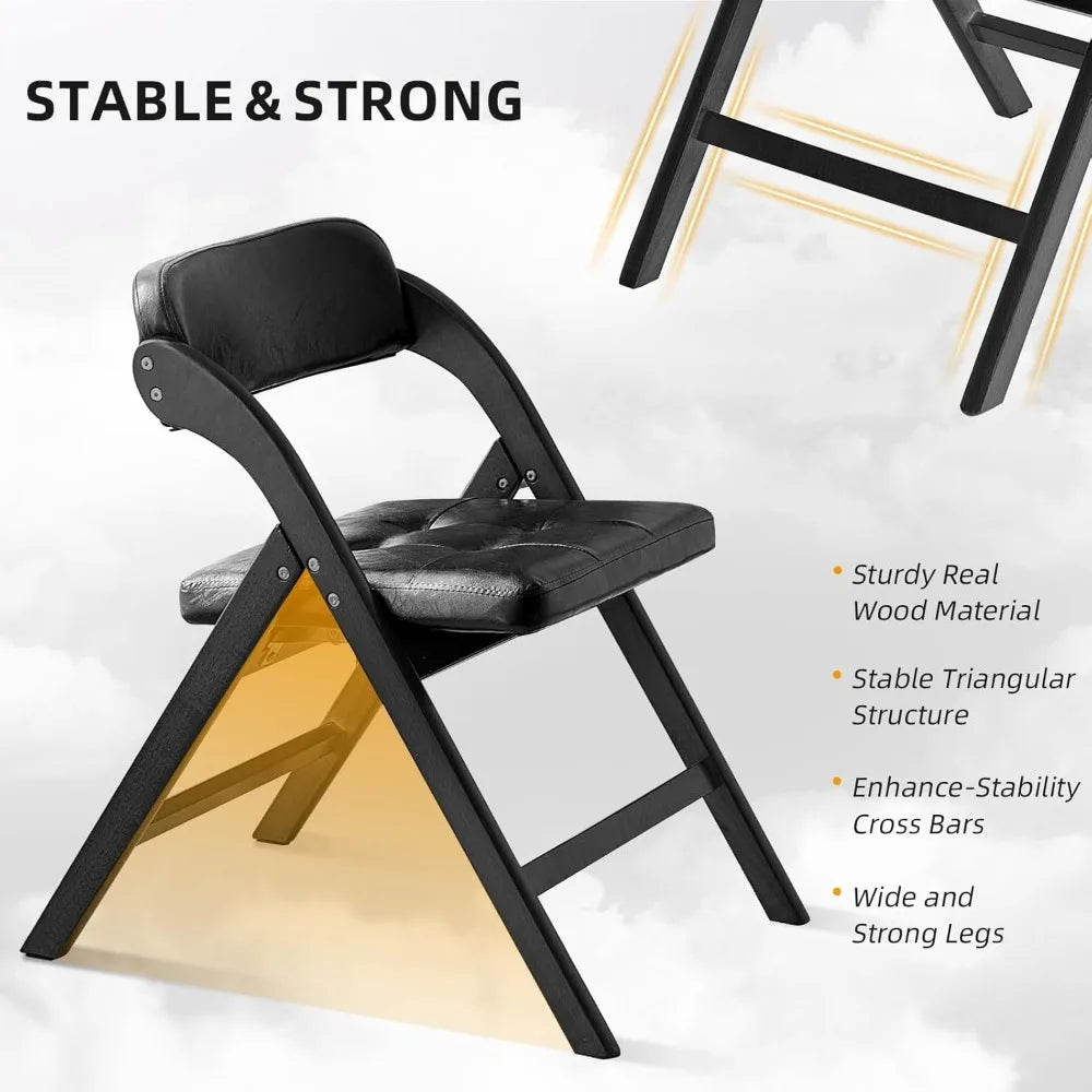 Padded Folding Chairs with Cushion 2 Pack, Portable Foldable