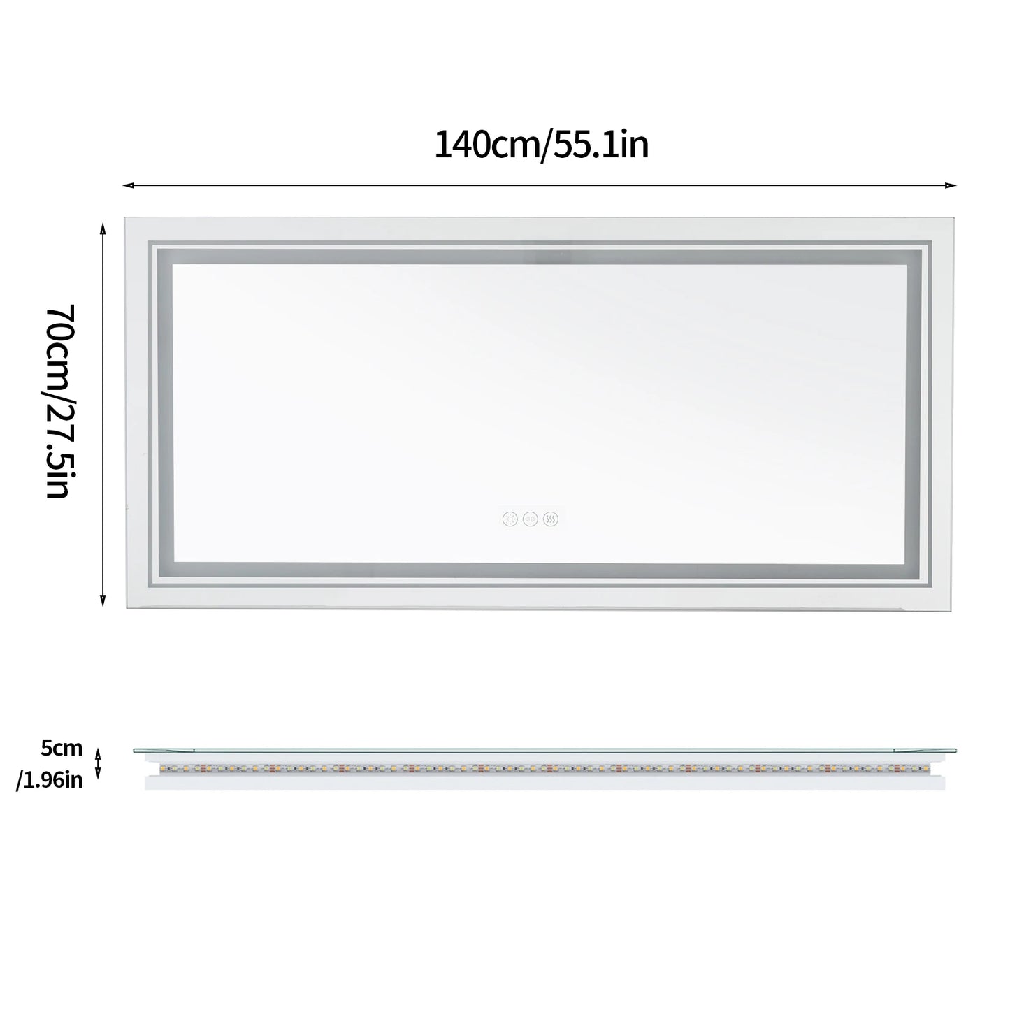 Anti-fog, Jumbo-Large Illuminated LED Bathroom/Vanity Mirror