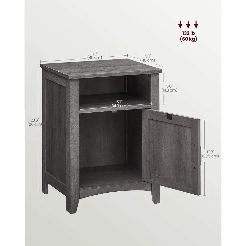 Set of 2, Farmhouse Nightstand with Barn Door