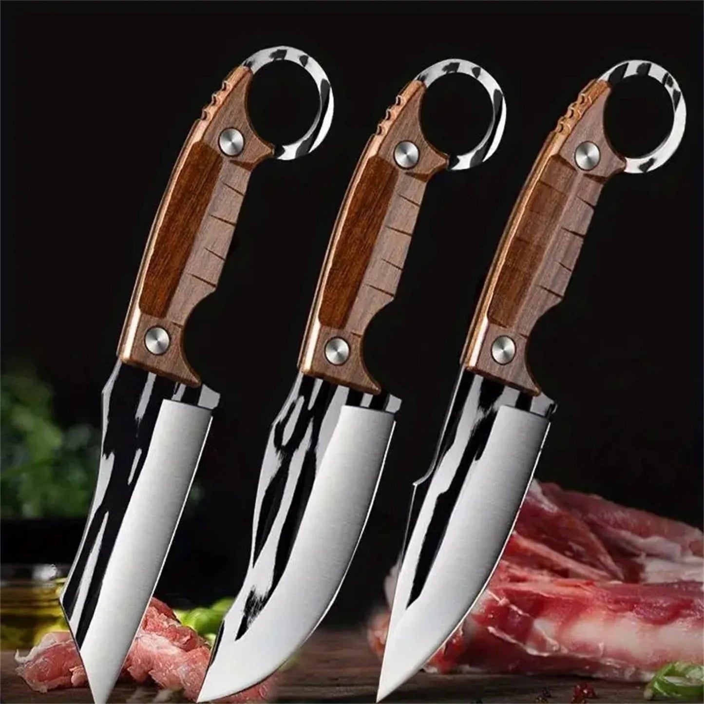 3PCS Hand Forged Inch Kitchen Knife, Stainless Steel