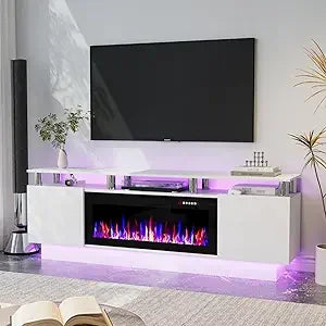 Fireplace TV Stand with 36" Fireplace, 70 Inch Black Fire Place TV Stand