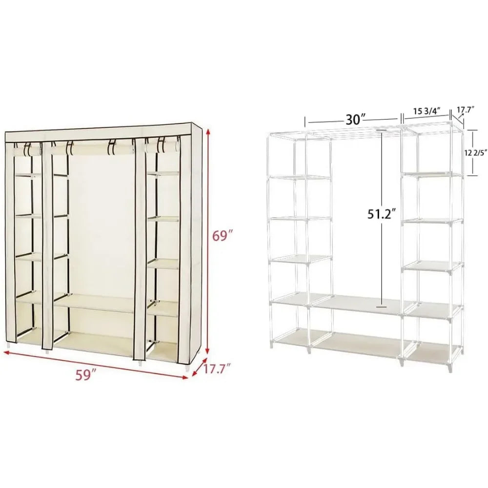 Portable Closet, Wardrobe Closet Organizer with Cover