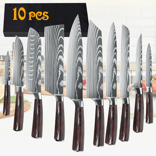 1-10PCS Chef knife Japanese Kitchen Knife Set