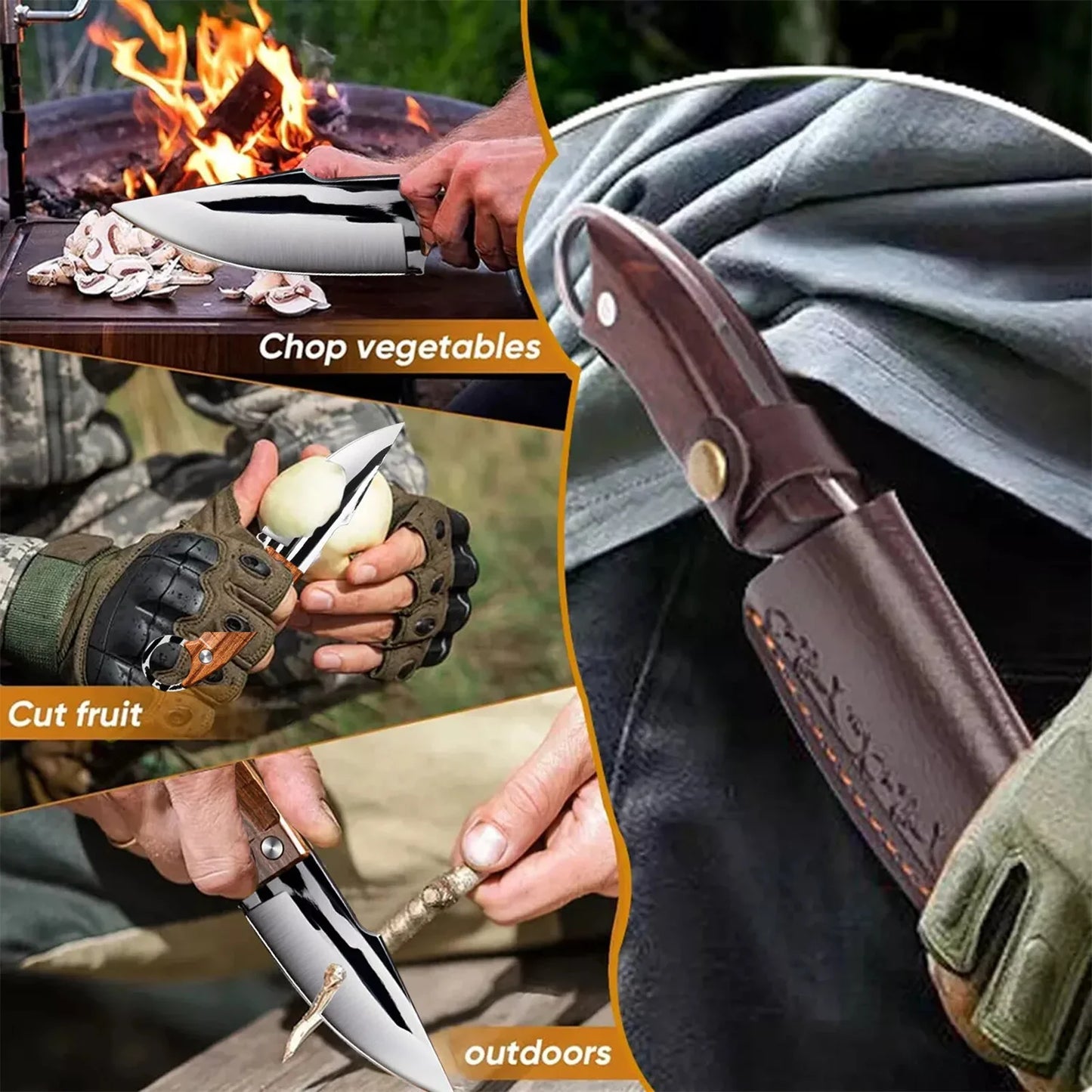 3PCS Hand Forged Inch Kitchen Knife, Stainless Steel